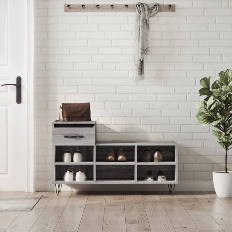 vidaXL Schuhregal Grau Sonoma 102x36x60 cm Holzwerkstoff vidaXL Schuhregal Grau Sonoma 102x36x60 cm Holzwerkstoff