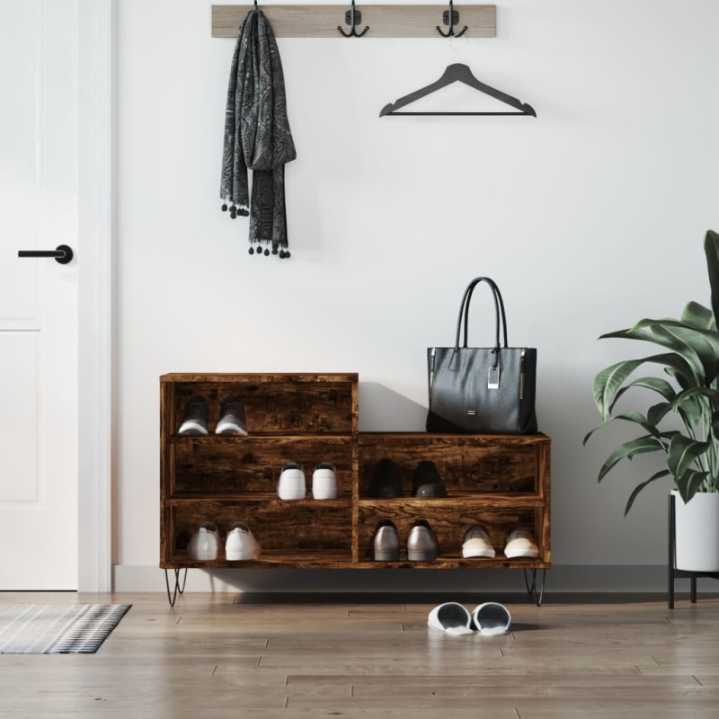 vidaXL Schuhregal Räuchereiche 102x36x60 cm Holzwerkstoff vidaXL Schuhregal Räuchereiche 102x36x60 cm Holzwerkstoff