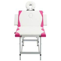 vidaXL Massageliege Klappbar 4-Zonen Aluminiumgestell Weiß und Rosa