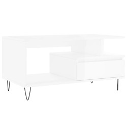 vidaXL Couchtisch Hochglanz-Weiß 90x49x45 cm Holzwerkstoff