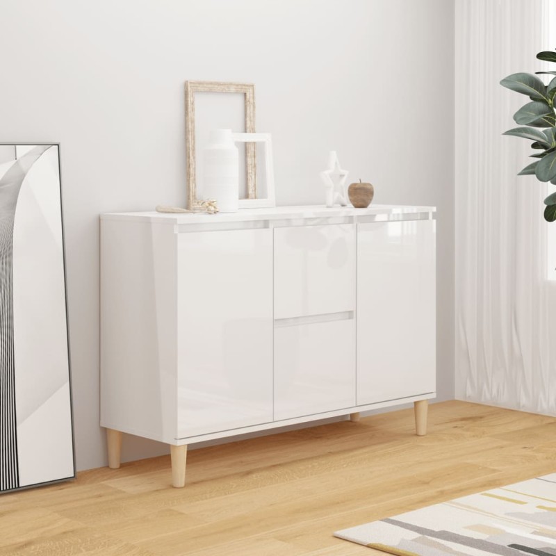 vidaXL Sideboard Hochglanz-Weiß 101x35x70 cm Holzwerkstoff vidaXL Sideboard Hochglanz-Weiß 101x35x70 cm Holzwerkstoff