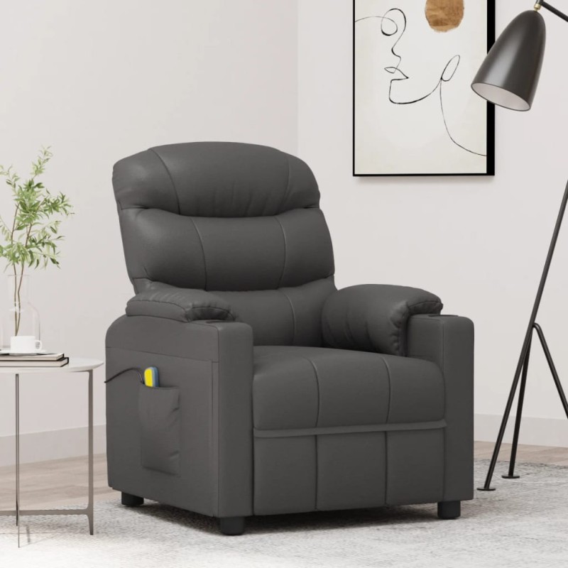 Massagesessel Grau Kunstleder Massagesessel Grau Kunstleder