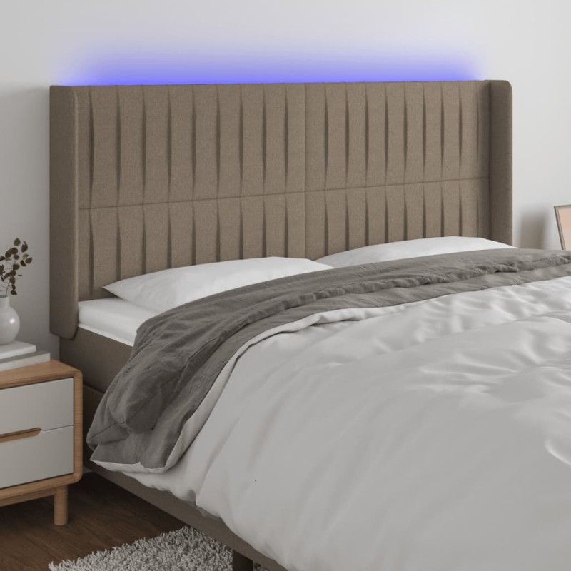 vidaXL LED Kopfteil Taupe 163x16x118/128 cm Stoff vidaXL LED Kopfteil Taupe 163x16x118/128 cm Stoff