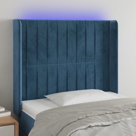 vidaXL LED Kopfteil Dunkelblau 93x16x118/128 cm Samt