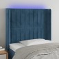 vidaXL LED Kopfteil Dunkelblau 93x16x118/128 cm Samt