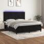 vidaXL Boxspringbett mit Matratze & LED Schwarz 180x200 cm Samt vidaXL Boxspringbett mit Matratze & LED Schwarz 180x200 cm Samt