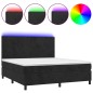 vidaXL Boxspringbett mit Matratze & LED Schwarz 180x200 cm Samt vidaXL Boxspringbett mit Matratze & LED Schwarz 180x200 cm Samt