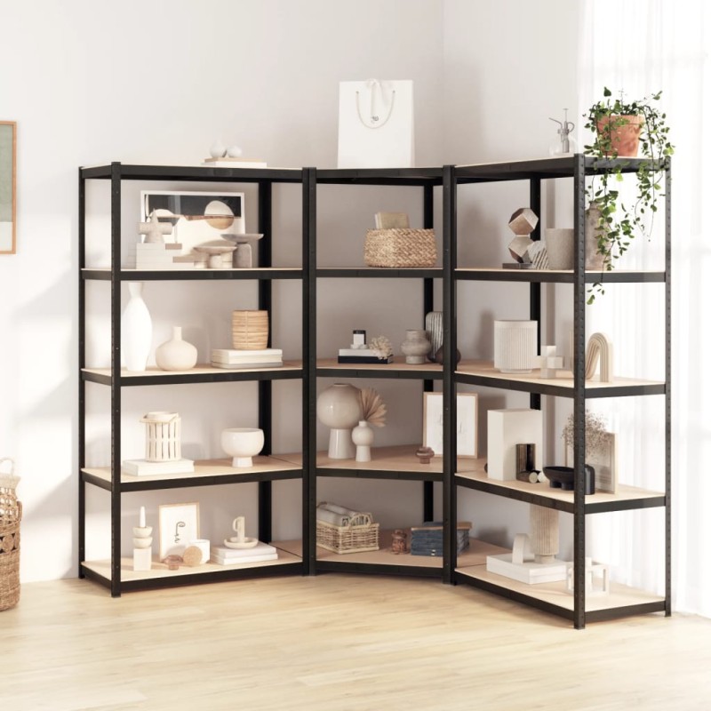 vidaXL Regale mit 5 Böden 3 Stk. Anthrazit Stahl & Holzwerkstoff vidaXL Regale mit 5 Böden 3 Stk. Anthrazit Stahl & Holzwerkstoff
