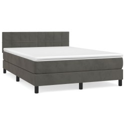 vidaXL Boxspringbett mit Matratze Dunkelgrau 140x200 cm Samt