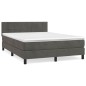 vidaXL Boxspringbett mit Matratze Dunkelgrau 140x200 cm Samt vidaXL Boxspringbett mit Matratze Dunkelgrau 140x200 cm Samt