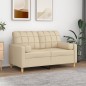 vidaXL 2-Sitzer-Sofa mit Zierkissen Creme 120 cm Stoff vidaXL 2-Sitzer-Sofa mit Zierkissen Creme 120 cm Stoff