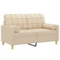 vidaXL 2-Sitzer-Sofa mit Zierkissen Creme 120 cm Stoff vidaXL 2-Sitzer-Sofa mit Zierkissen Creme 120 cm Stoff