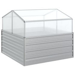 vidaXL Garten-Hochbeet mit Gewächshaus 100x100x85 cm Silber