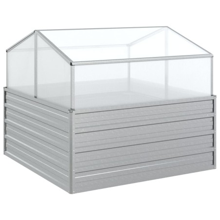 vidaXL Garten-Hochbeet mit Gewächshaus 100x100x85 cm Silber