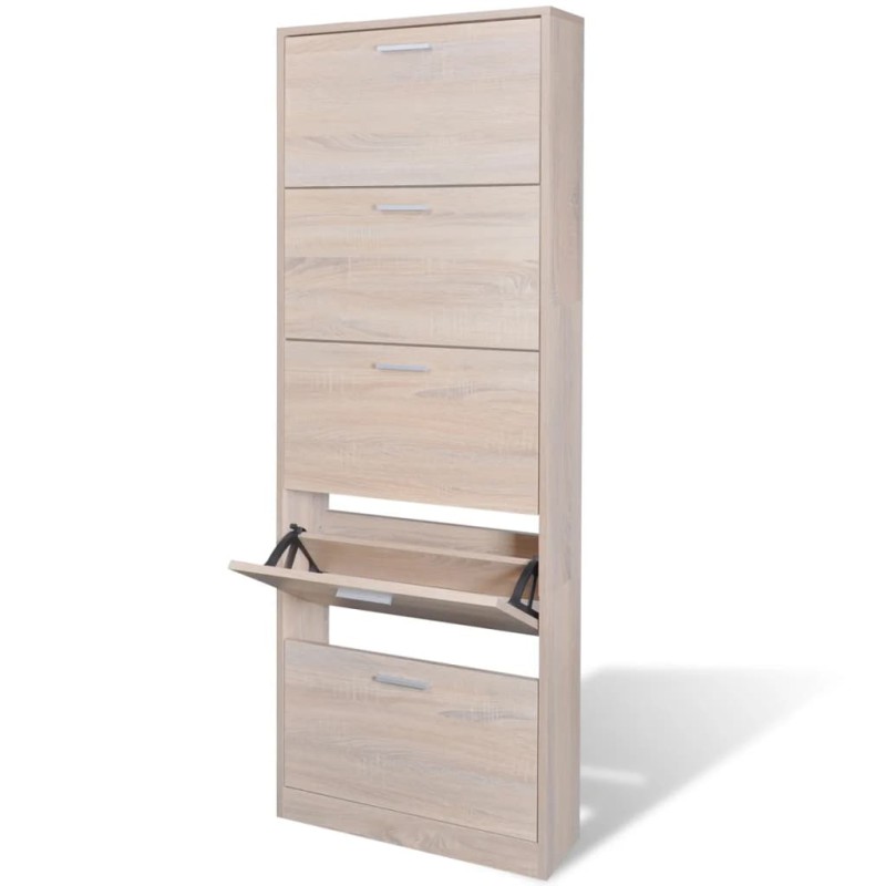 vidaXL Schuhschrank mit 5 Schuhkippern Holz Eichen-Optik vidaXL Schuhschrank mit 5 Schuhkippern Holz Eichen-Optik