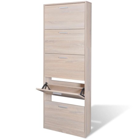 vidaXL Schuhschrank mit 5 Schuhkippern Holz Eichen-Optik