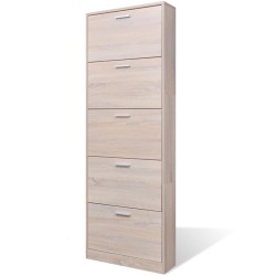 vidaXL Schuhschrank mit 5 Schuhkippern Holz Eichen-Optik
