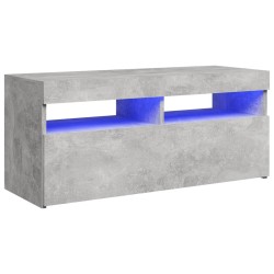 vidaXL TV-Schrank mit LED-Leuchten Betongrau 90x35x40 cm