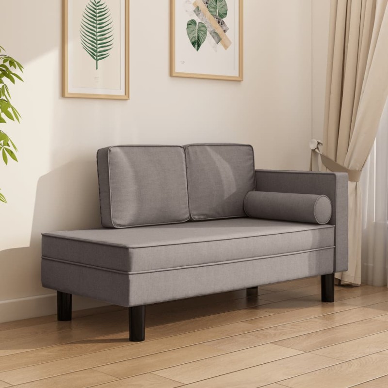 vidaXL Chaiselongue mit Kissen und Nackenrolle Taupe Stoff vidaXL Chaiselongue mit Kissen und Nackenrolle Taupe Stoff