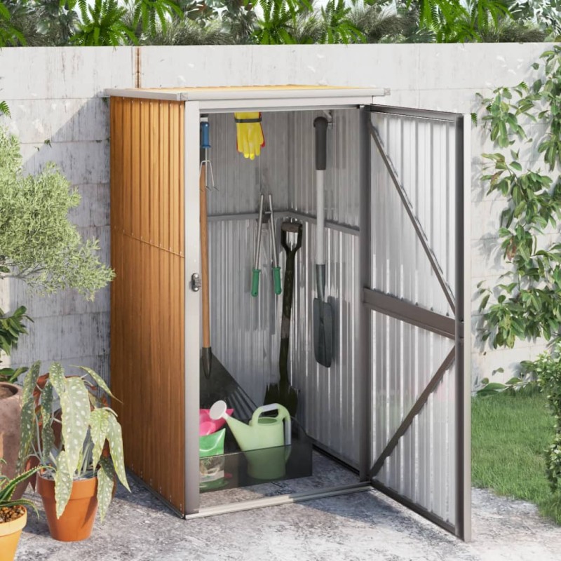 vidaXL Gerätehaus Braun 88x89x161 cm Verzinkter Stahl vidaXL Gerätehaus Braun 88x89x161 cm Verzinkter Stahl