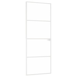 vidaXL Innentür Weiß 76x201,5 cm Hartglas & Aluminium Schlank