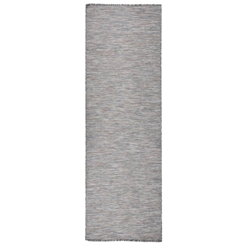 vidaXL Outdoor-Teppich Flachgewebe 80x250 cm Braun und Blau vidaXL Outdoor-Teppich Flachgewebe 80x250 cm Braun und Blau