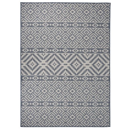 vidaXL Outdoor-Teppich Flachgewebe 200x280 cm Blau Gestreift