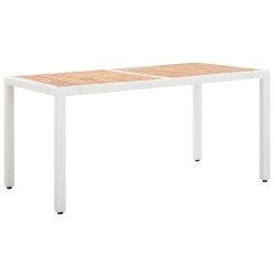 vidaXL Gartentisch Weiß 150x90x75 cm Poly Rattan und Massivholz Akazie