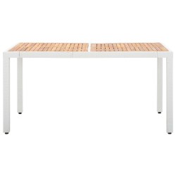 vidaXL Gartentisch Weiß 150x90x75 cm Poly Rattan und Massivholz Akazie