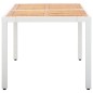 vidaXL Gartentisch Weiß 150x90x75 cm Poly Rattan und Massivholz Akazie vidaXL Gartentisch Weiß 150x90x75 cm Poly Rattan und Massivholz Akazie