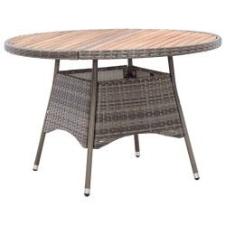 vidaXL Gartentisch Grau 115x74 cm Poly Rattan und Massivholz Akazie