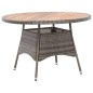 vidaXL Gartentisch Grau 115x74 cm Poly Rattan und Massivholz Akazie vidaXL Gartentisch Grau 115x74 cm Poly Rattan und Massivholz Akazie