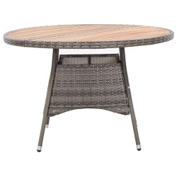 vidaXL Gartentisch Grau 115x74 cm Poly Rattan und Massivholz Akazie