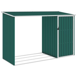vidaXL Garten Brennholzlager Grün 245x98x159 cm Verzinkter Stahl  
