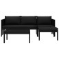 vidaXL 3-tlg. Garten-Lounge-Set mit Auflagen Poly Rattan Schwarz vidaXL 3-tlg. Garten-Lounge-Set mit Auflagen Poly Rattan Schwarz