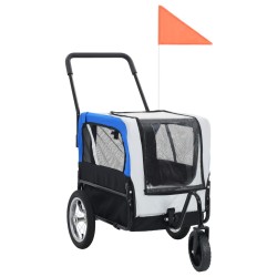 vidaXL 2-in-1 Tier-Fahrradanhänger und Jogger Grau und Blau