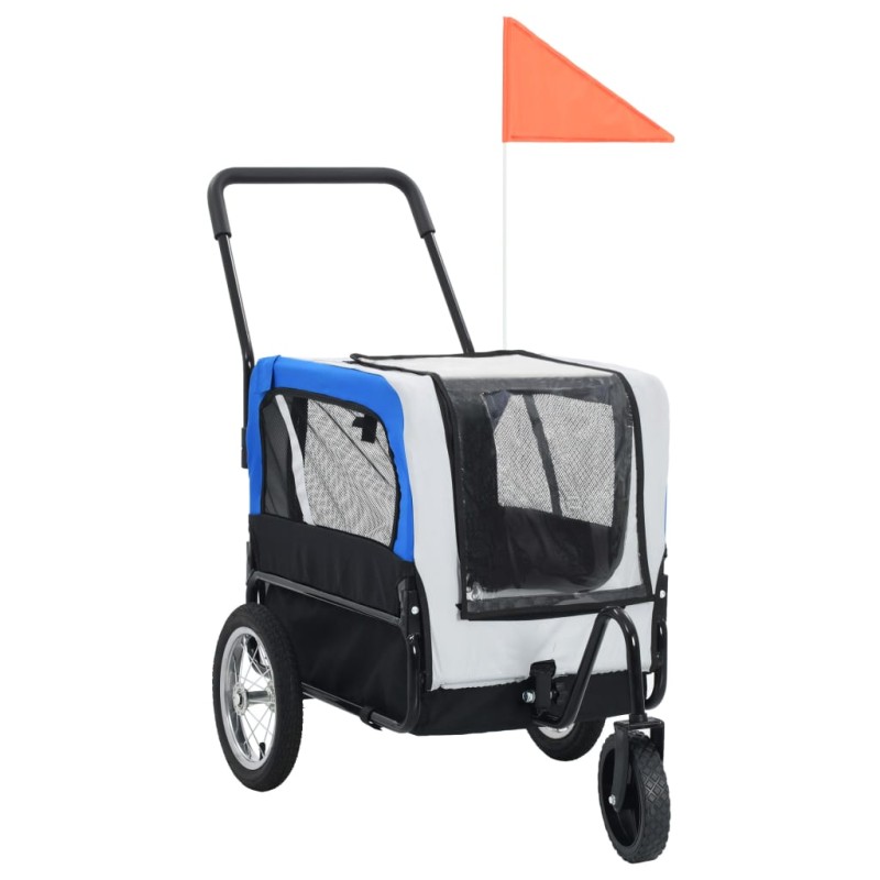vidaXL 2-in-1 Tier-Fahrradanhänger und Jogger Grau und Blau vidaXL 2-in-1 Tier-Fahrradanhänger und Jogger Grau und Blau
