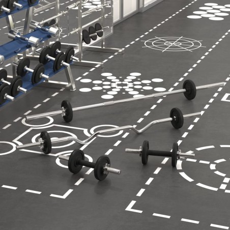 vidaXL Langhantel und Kurzhantel Set 30 kg Gusseisen