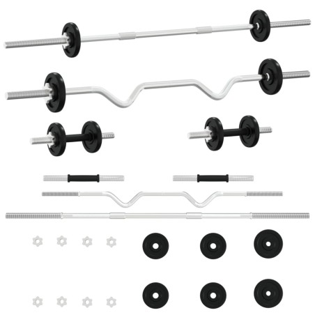 vidaXL Langhantel und Kurzhantel Set 30 kg Gusseisen