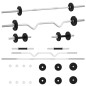 vidaXL Langhantel und Kurzhantel Set 30 kg Gusseisen vidaXL Langhantel und Kurzhantel Set 30 kg Gusseisen