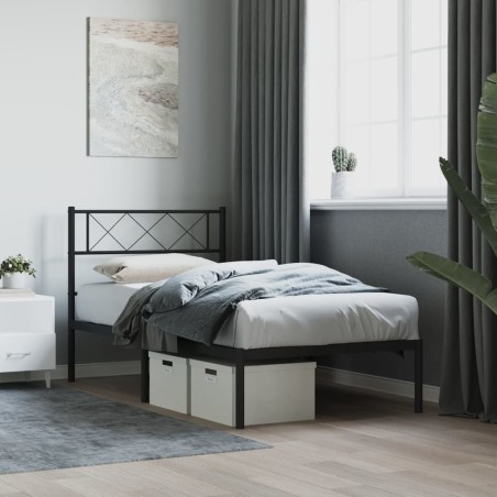 vidaXL Bettgestell mit Kopfteil Metall Schwarz 100x190 cm