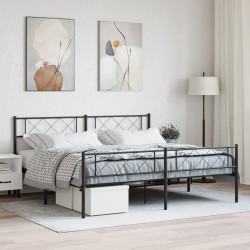 vidaXL Bettgestell mit Kopf- und Fußteil Metall Schwarz 180x200 cm