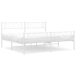 vidaXL Bettgestell mit Kopf- und Fußteil Metall Weiß 180x200 cm