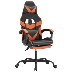 vidaXL Gaming-Stuhl mit Fußstütze Drehbar Schwarz & Orange Kunstleder