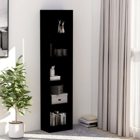 vidaXL Bücherregal 5 Fächer Schwarz 40x24x175 cm Holzwerkstoff