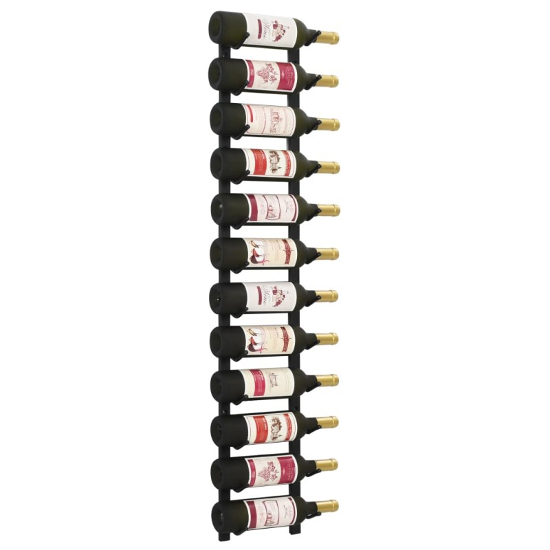 vidaXL Wand-Weinregal für 12 Flaschen Schwarz Eisen vidaXL Wand-Weinregal für 12 Flaschen Schwarz Eisen