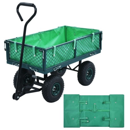 vidaXL Gartenwagen-Einlage Grün Stoff