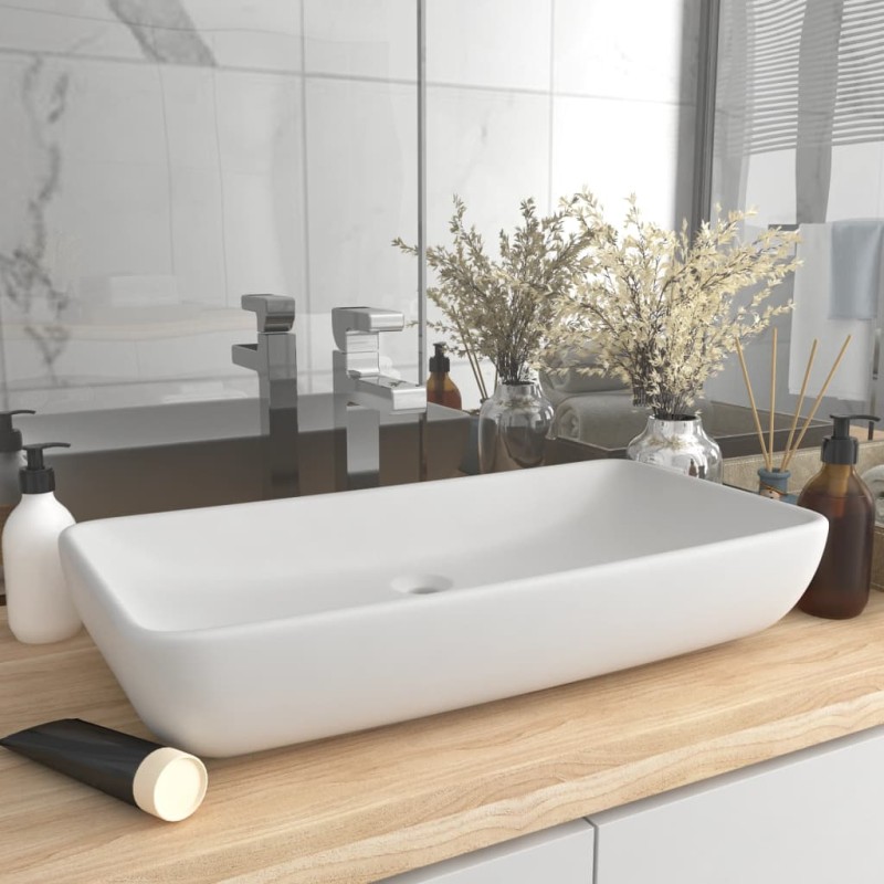 vidaXL Luxus-Waschbecken Rechteckig Matt Weiß 71x38 cm Keramik vidaXL Luxus-Waschbecken Rechteckig Matt Weiß 71x38 cm Keramik