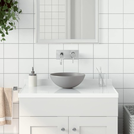 vidaXL Waschbecken Keramik Hellgrau Rund 