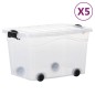 vidaXL Aufbewahrungsboxen mit Rollen & Deckeln 5 Stk. Transparent 40 L vidaXL Aufbewahrungsboxen mit Rollen & Deckeln 5 Stk. Transparent 40 L